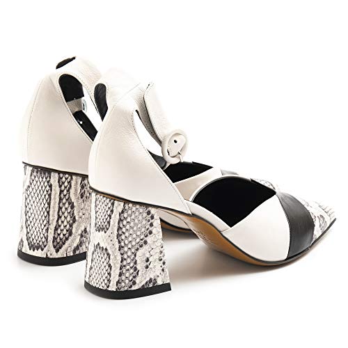 LAURA BELLARIVA Zapato con correa blanca con tacón estriado – 6722C roca – Talla Blanco Size: 38 EU
