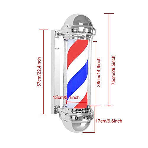 LED Poste de Barbero, Pole Luz Brillante para Peluquería,Poste de Giratorio Luminoso Ligero de Barbero Tienda (Enchufe de la UE)