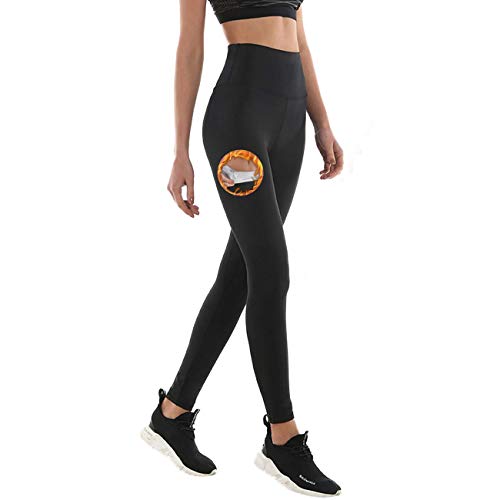 Leggins de Sudoracion Adelgazantes Mujer Fitness NANOTECNOLOGÍA, Leggins Anticeluliticos Push Up Cintura Alta, Mallas Reductoras, Pantalones Compresion Termicos Sauna, Deporte Yoga Running (L,Negro)