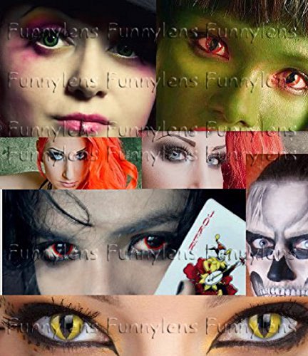 Lentillas de color blanco negro Vampiro Viper 1 par. para Halloween Carnaval, carnaval de Halloween gratis estuche de lentillas sin graduación Marca: MeralenS