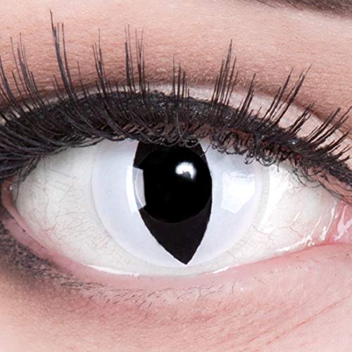 Lentillas de color blanco negro Vampiro Viper 1 par. para Halloween Carnaval, carnaval de Halloween gratis estuche de lentillas sin graduación Marca: MeralenS