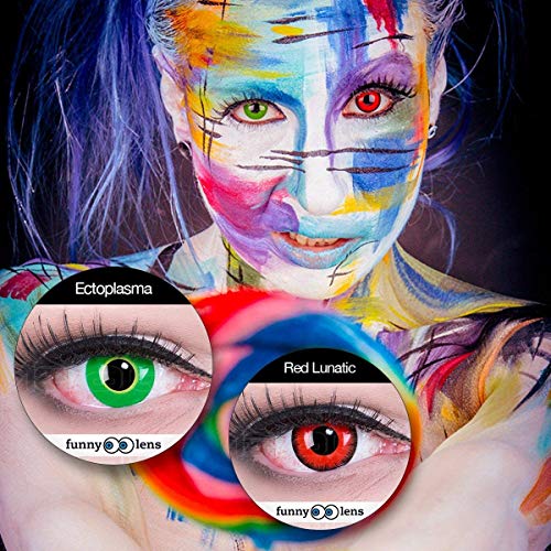 Lentillas de Color Rojo Negro Red Demon 1 par Halloween Carnaval, Carnaval de Halloween Gratis Estuche de lentillas sin graduación