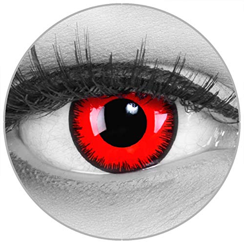 Lentillas de Color Rojo Negro Red Demon 1 par Halloween Carnaval, Carnaval de Halloween Gratis Estuche de lentillas sin graduación