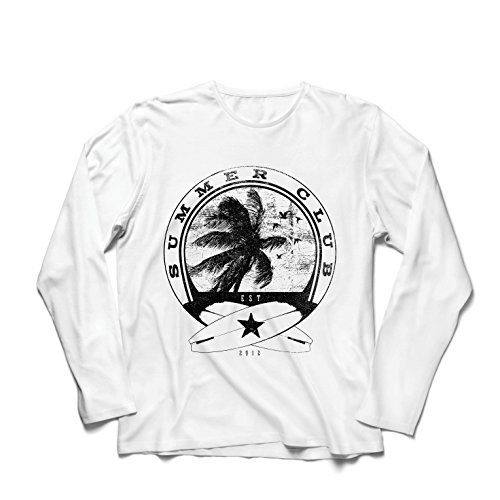 lepni.me Camiseta de Manga Larga para Hombre Club de Verano - Surf - Ropa de Surf - Beach Resort Wear, Summer Vacation Outfits (XL Blanco Multicolor)