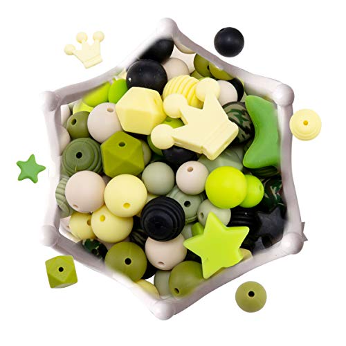 let's make Perlas de Silicona Conjunto de Bricolaje Baby Chupete Clips 100pc Juguetes de Mordedor para Bebé con Cuentas Masticables Sin BPA Dentición de Enfermería