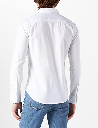 Levi's LS Battery Hm Shirt Slim Camisa Casual, White (White 0002), X-Large para Hombre