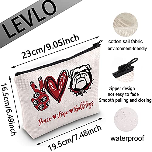 LEVLO Divertido Bulldog Cosmético Maquillaje Bolsa de Maquillaje para Perro Propietario Regalo Paz Amor Bulldog Maquillaje Bolsa Bolsa Bolsa Bulldog Lover Regalo para Mujeres Niñas