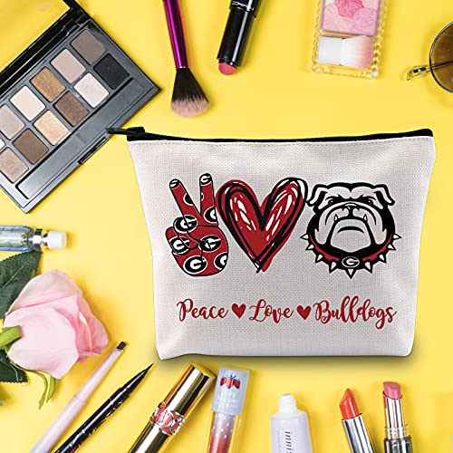 LEVLO Divertido Bulldog Cosmético Maquillaje Bolsa de Maquillaje para Perro Propietario Regalo Paz Amor Bulldog Maquillaje Bolsa Bolsa Bolsa Bulldog Lover Regalo para Mujeres Niñas