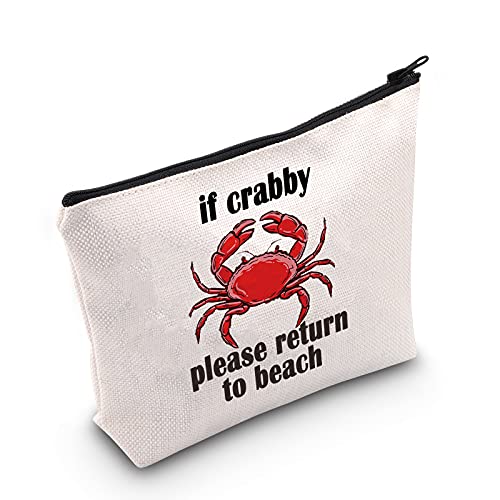 LEVLO Funny If Crabby Please Regresa a la playa Cosméticos maquillaje bolsa cangrejo playa regalo para mujeres niñas, Return To Beach,