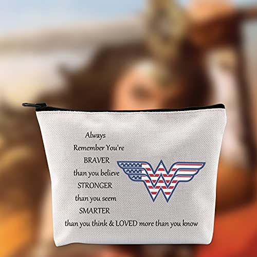 LEVLO Wonder Cosmetic Maquillaje Bolsa Wonder Classic Logo Inspirado Regalo Wonder You Are Braver Stronger Smarter Than You Think Maquillaje Cremallera Bolsa Bolsa para Mujeres Niñas