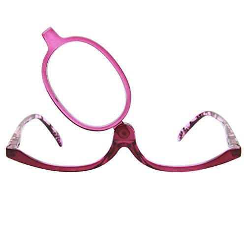 LianSan Gafas de lectura con espejo de maquillaje 2.5 para mujeres con aumento de lente giratoria