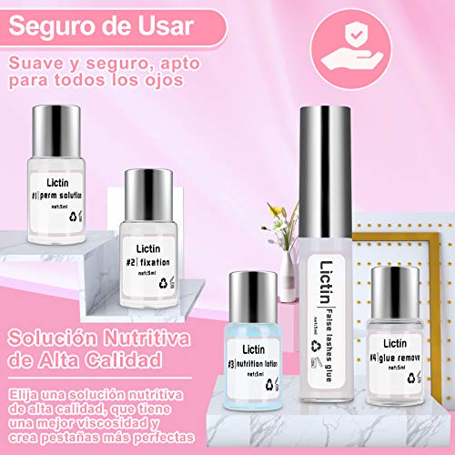 Lictin Kit de Permanente de Pestañas-Lifting Pestañas con Herramientas Completas Kit Lifting Pestañas Lash Lift Kit Eyelash Perming Kit para Salón Duradero y Natural，Duradero y Natural