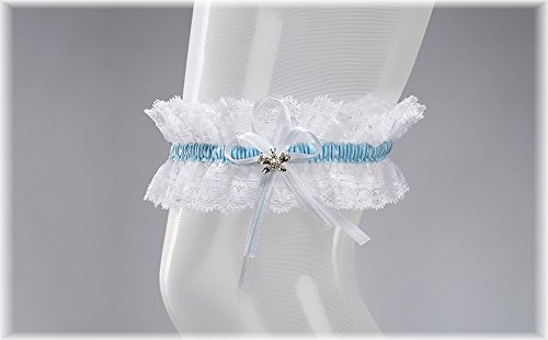 Liga Novia Elástica a la Boda - Liga Nupcial con Bonita Mariposa de Cristal - Garter Novia, Garter Boda - Novias Accesorios - MUST HAVE - Regalo Dama de Honor, Bachelor Party - BLANCO