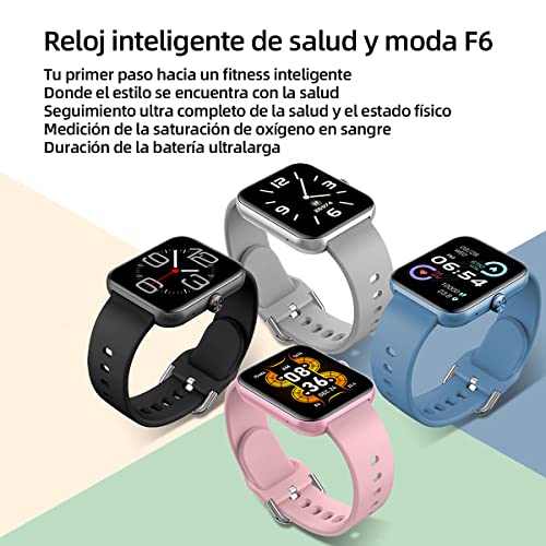 LIMEIES Smartwatch, Reloj Inteligente, Pantalla 1.69", Llamadas, Altavoz, Pulsómetro, Monitor de oxígeno Sangre, Podómetro, Impermeable IP68, Empuje de información, Rastreador de Actividad (Negro)