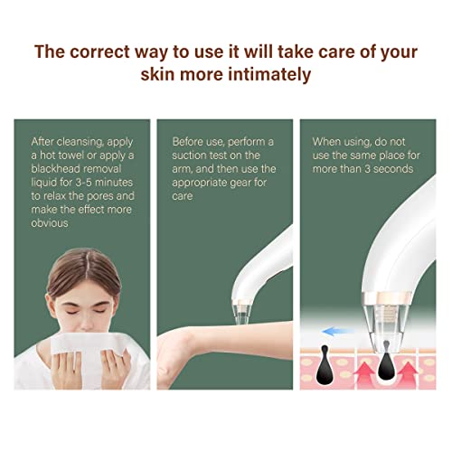 Limpiador de Poros Limpiador Facial para Quitar Puntos Negros y Espinillas de Nariz con Pantalla 3 Cabezales y 5 Modeos 60 Kpa