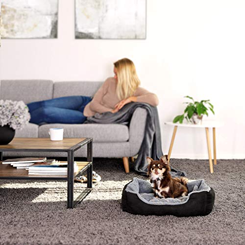 lionto Cama perros cojín perros cesta perros con cojín tamaño (M) 60x48 cm gris/negro