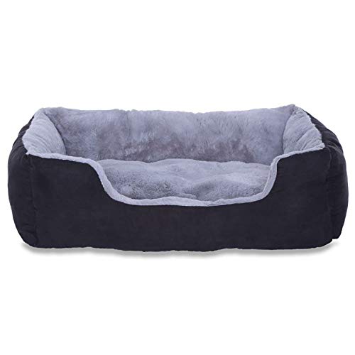 lionto Cama perros cojín perros cesta perros con cojín tamaño (M) 60x48 cm gris/negro