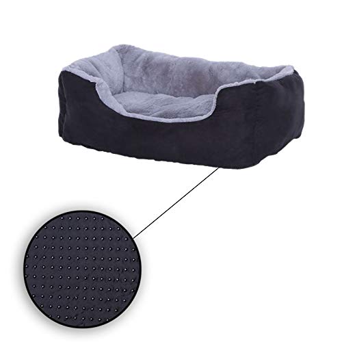 lionto Cama perros cojín perros cesta perros con cojín tamaño (M) 60x48 cm gris/negro