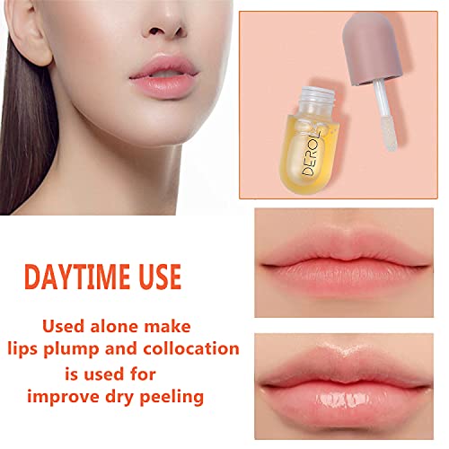 Lip Plumper- Brillo De Labios, Relleno Labial Natural, Juego De Brillo De Labios Hidratante Y Reparador De Dã­A Y De Noche Para Dar Volumen E HidratacióN A Los Labios