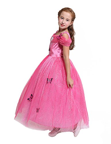 Lito Angels Disfraz de Princesa Aurora para Niña, Vestido de Bella Durmiente, Talla 5-6 años, Rosa Caliente