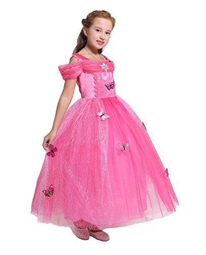 Lito Angels Disfraz de Princesa Aurora para Niña, Vestido de Bella Durmiente, Talla 5-6 años, Rosa Caliente