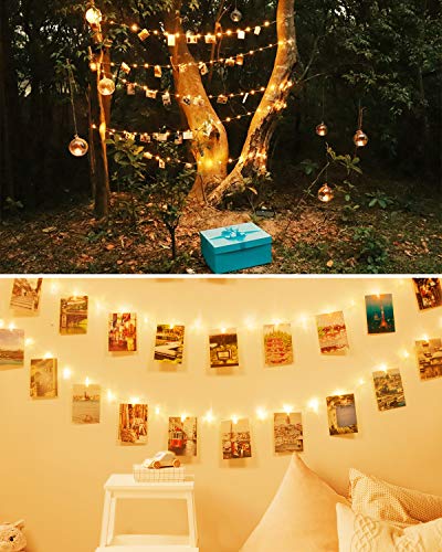 litogo Clip Cadena de Luces LED, 10m 100 Led Colgar Fotos de Luces 60 Pinzas Para Fotos Fotoclips Guirnalda de Luces Pinzas con Luz Por decoración, Habitaciones, Bodas,Cumpleaños (MY-L100P-EU)