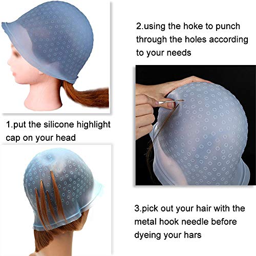 LLMZ Gorro Mecha Silicona 1PCS Gorro de Silicona para Hacer Mechas Gorra de Seleccionar de Silicona para Adultos Mujeres Hombres