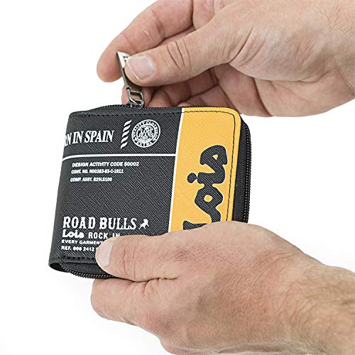 Lois - Cartera con Billetera para Hombre con Monedero RFID pequeña 201809, Color Negro