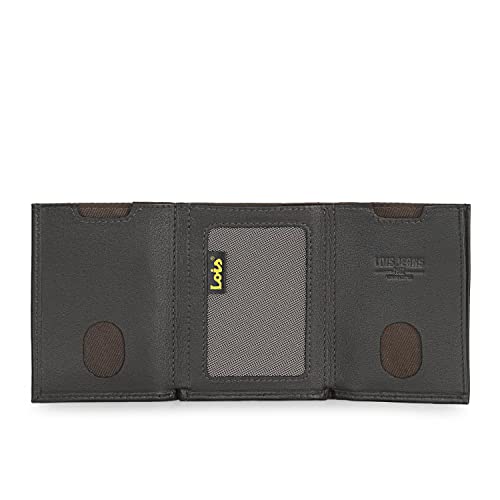 Lois - Monedero Cartera para Hombre Piel Genuina Cuero Pequeña. Bloqueo Antiescaneo de Seguridad RFID Billetera Hombre Joven de Cuero con Tarjetero Diseñada en España 205261, Color Marron