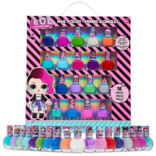 L.O.L. Surprise! Set Esmalte Uñas para Niñas, Kit de Uñas de Las Muñecas Lol, 18 Pintauñas Niñas lavable con Agua, Regalos Para Niñas 5+