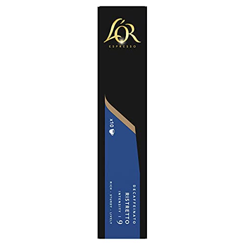 L’OR Espresso Café Ristretto Decaffeinato Intensidad 9 – Cápsulas de Aluminio Compatibles con Máquinas Nespresso (R)* - 10 paquetes de 10 cápsulas (100 bebidas)