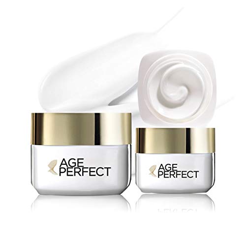 L'Oréal Paris Age Perfect Set de Crema de Día Hidratante y Contorno de Ojos Antiojeras, Antiarrugas y Luminosidad, Pieles Maduras, 50 ml y 15 ml