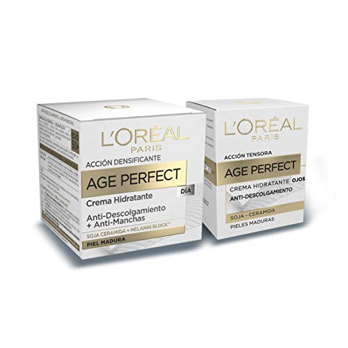 L'Oréal Paris Age Perfect Set de Crema de Día Hidratante y Contorno de Ojos Antiojeras, Antiarrugas y Luminosidad, Pieles Maduras, 50 ml y 15 ml