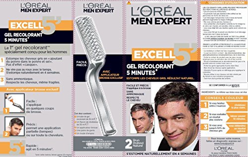 L'Oréal Paris Men Expert Excell 5 Gel Recolorant en 5 minutes Brun Profond Naturel 2