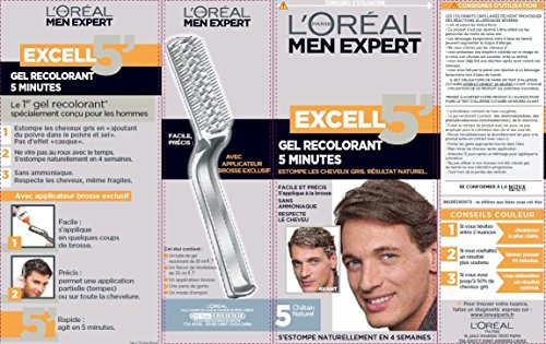 L'Oréal Paris Men Expert Excell 5 teinture-coloration homme cheveux blanc ou gris 5 minutes châtain naturel