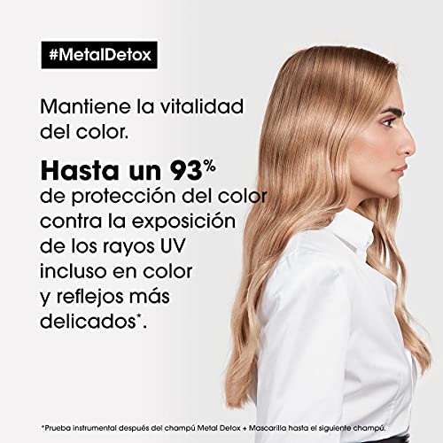 L'Oréal Professionnel | Mascarilla protectora anti-metales, Después del color, balayage y decoloración, Metal Détox, SERIE EXPERT, 250 ml