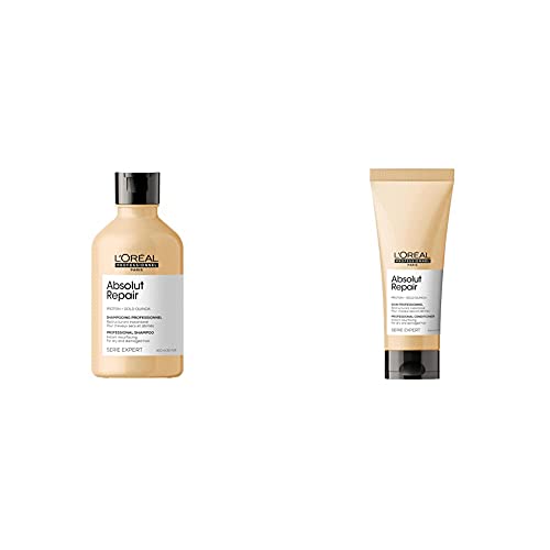 L’Oréal Professionnel | Pack Champú + Acondicionador Tratamiento Reconstructor para cabellos secos y dañados, Absolut Repair, SERIE EXPERT, Champú 300 ml + Acondicionador 200 ml