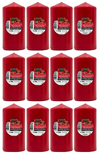 Lote 12 Velas Taco Perfumadas Frutos del Bosque Grandes XXL 120 x 57 mm - Velones Aromáticos, Gran Duración (34-36 Horas) y Delicado Aroma - Velas Frutos Rojos