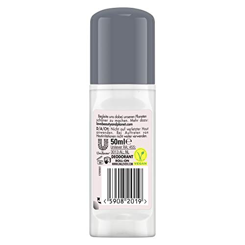 Love Beauty and Planet - Desodorante en roll-on para el cuidado de las axilas, manteca de Murumuru y rosa sin aluminio, 1 unidad (50 ml)