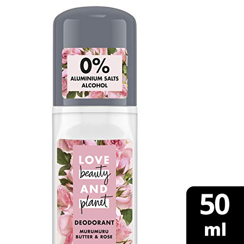 Love Beauty and Planet - Desodorante en roll-on para el cuidado de las axilas, manteca de Murumuru y rosa sin aluminio, 1 unidad (50 ml)