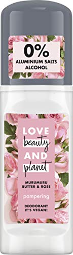 Love Beauty and Planet - Desodorante en roll-on para el cuidado de las axilas, manteca de Murumuru y rosa sin aluminio, 1 unidad (50 ml)