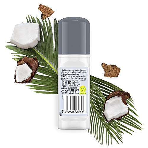 Love Beauty and Planet - Desodorante rejuvenecedor en roll-on para el cuidado de las axilas Coconut Water & Mimosa Flower sin aluminio, 1 unidad (50 ml)