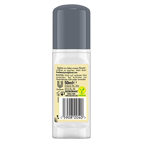 Love Beauty and Planet Energizing Desodorante roll-on para el cuidado de las axilas, aceite de coco y flor de ylang ylang sin aluminio, 1 unidad (50 ml)