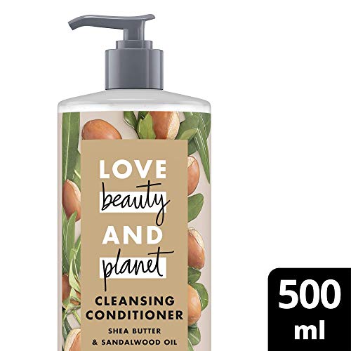 Love Beauty And Planet Happy & Hydrated Acondicionador suave para cabello seco, manteca de karité y aceite de sándalo, sin silicona, 1 unidad (500 ml)