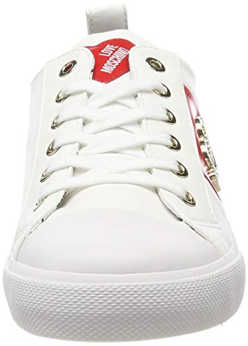 Love Moschino Scarpad.Gomma 30 Mm, Nappa PU, Zapatillas de Gimnasia Mujer, Blanco (Bianco 100), 39 EU