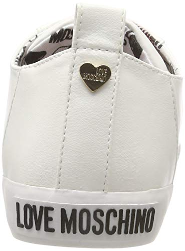 Love Moschino Scarpad.Gomma 30 Mm, Nappa PU, Zapatillas de Gimnasia Mujer, Blanco (Bianco 100), 39 EU