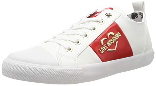 Love Moschino Scarpad.Gomma 30 Mm, Nappa PU, Zapatillas de Gimnasia Mujer, Blanco (Bianco 100), 39 EU