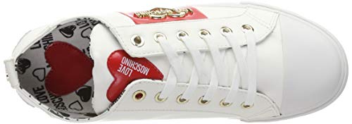 Love Moschino Scarpad.Gomma 30 Mm, Nappa PU, Zapatillas de Gimnasia Mujer, Blanco (Bianco 100), 39 EU