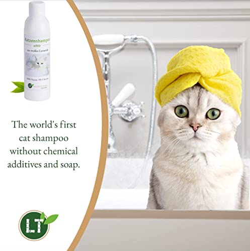 LT-Naturprodukte Champú para gatos White | Bio | Cuidado suave para pelaje blanco sin productos químicos ni jabón | contra picor | Hipoalergénico | con lavaerda blanca original | 250 ml