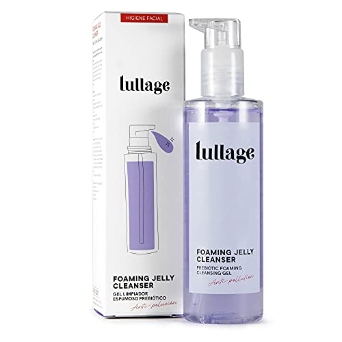 LULLAGE Gel Limpiador Facial Espumoso y Prebiótico Piel Mixta - Grasa, 200 ml | Tratamiento facial VEGANO y natural | Jabón purificante que Combate la Polución en la Piel, Foaming Jelly Cleanser